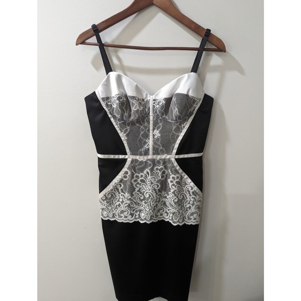 Just Cavalli Black White Lace Bustier Fitted Dress